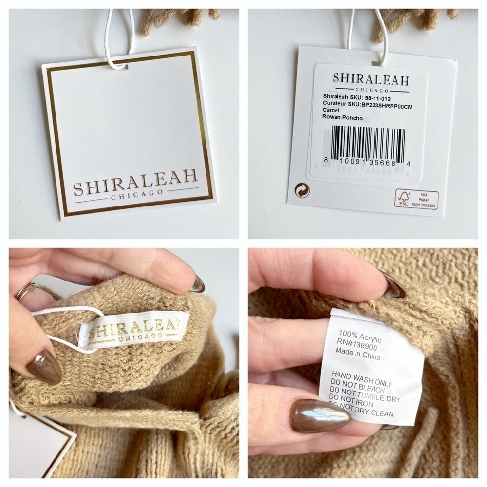 Shiraleah Rowan Camel Fringe Poncho One Size NWT Curateur Rachel Zoe - Picture 11 of 11
